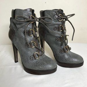 Tory Burch Lawson Platform Stiletto Crackle Suede Lace Up Tie Ankle Boot Sz 8